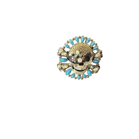 Marine Blu Black Halter Top Dress Knee Length V Neck Skull Size S Small - Picture 4 of 8